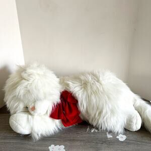 Vintage Commonwealth White Persian Cat Plush Jumbo 36” Blue Eyes Realistic